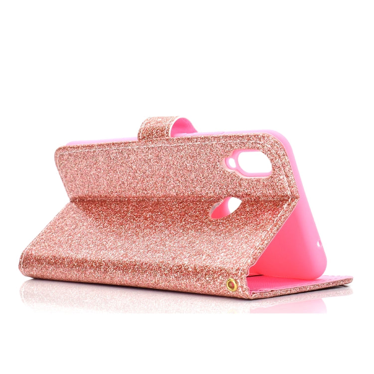 For Huawei Y6p Glitter Powder Horizontal Flip Leather Case with Card Slots & Holder & Photo Frame & Wallet & Lanyard