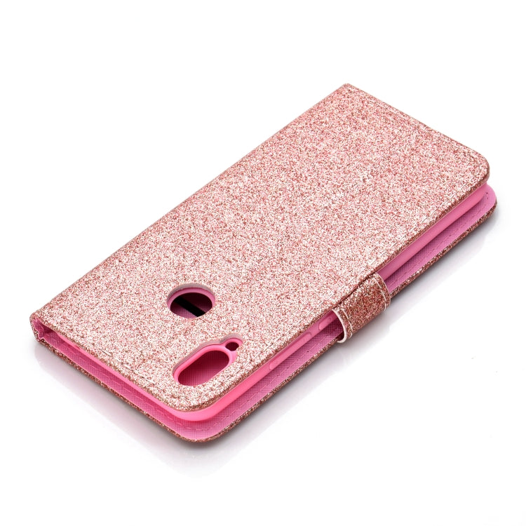 For Huawei Y6p Glitter Powder Horizontal Flip Leather Case with Card Slots & Holder & Photo Frame & Wallet & Lanyard