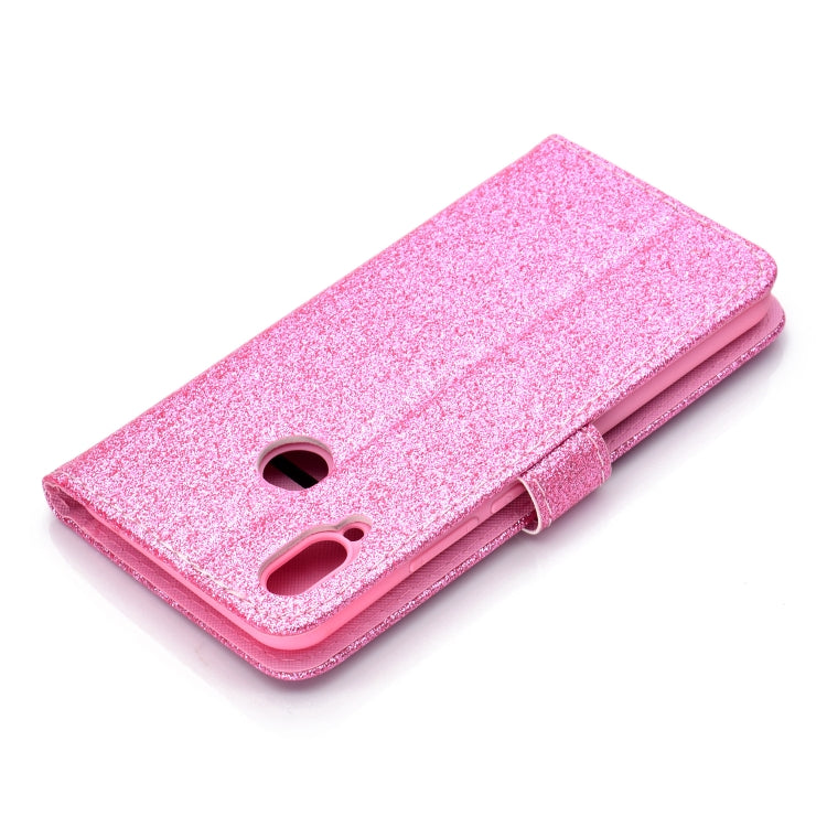 For Huawei Y6p Glitter Powder Horizontal Flip Leather Case with Card Slots & Holder & Photo Frame & Wallet & Lanyard