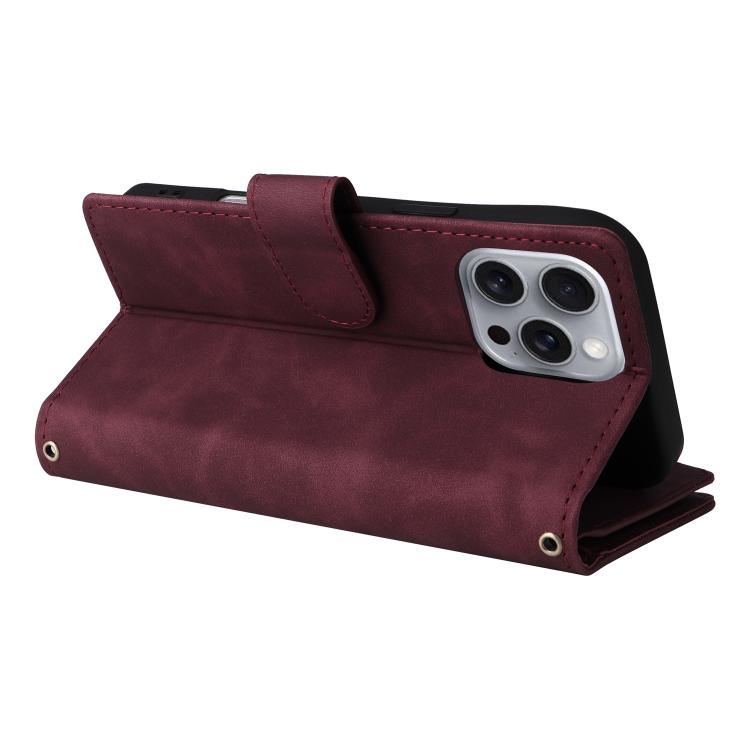 For iPhone 16 Pro Max Multifunctional Multi-Card Wallet Phone Leather Case