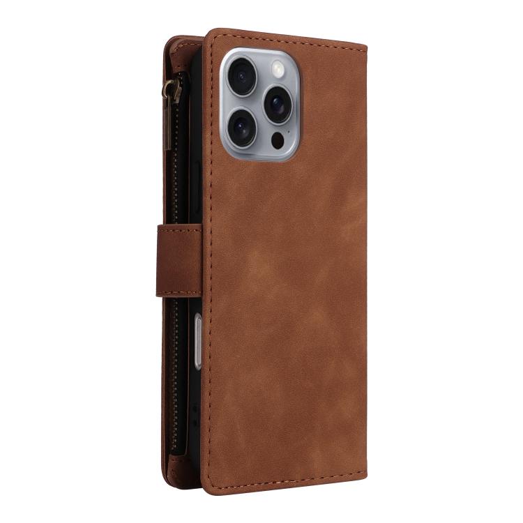 For iPhone 16 Pro Max Multifunctional Multi-Card Wallet Phone Leather Case