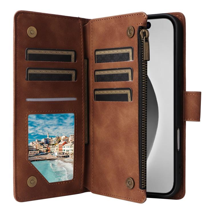 For iPhone 16 Pro Max Multifunctional Multi-Card Wallet Phone Leather Case