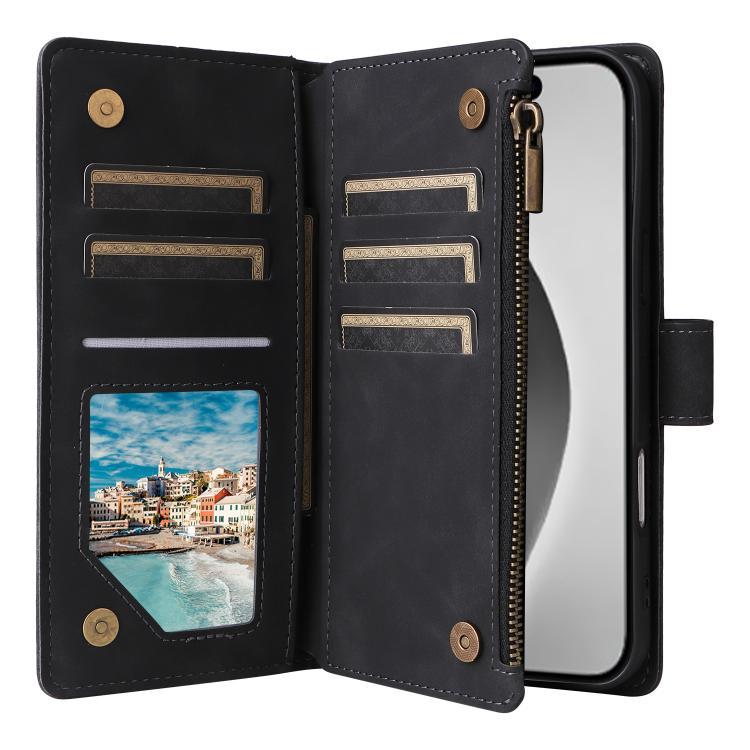 For iPhone 16 Pro Max Multifunctional Multi-Card Wallet Phone Leather Case