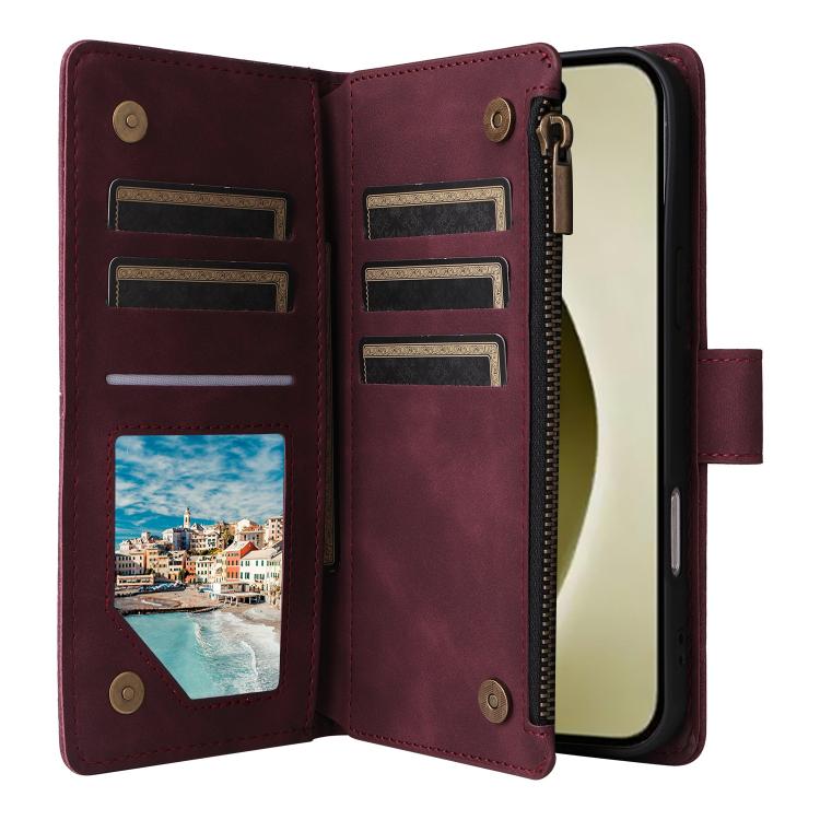 For iPhone 16 Pro Multifunctional Multi-Card Wallet Phone Leather Case