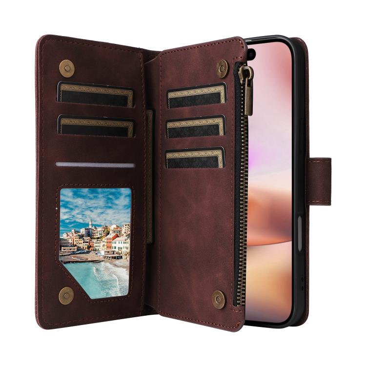 For iPhone 16 Plus Multifunctional Multi-Card Wallet Phone Leather Case