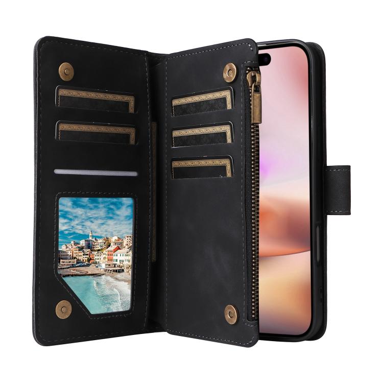 For iPhone 16 Plus Multifunctional Multi-Card Wallet Phone Leather Case