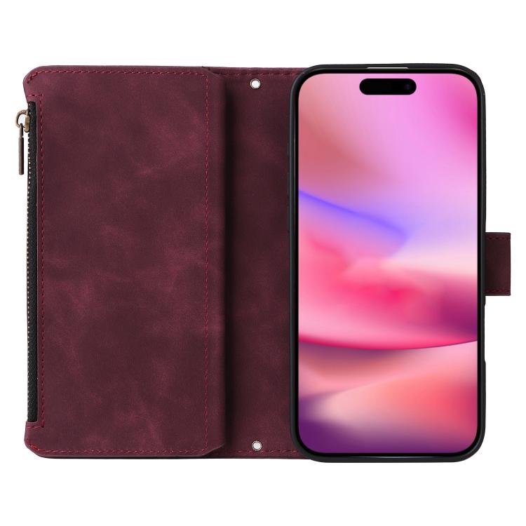 For iPhone 16 Multifunctional Multi-Card Wallet Phone Leather Case