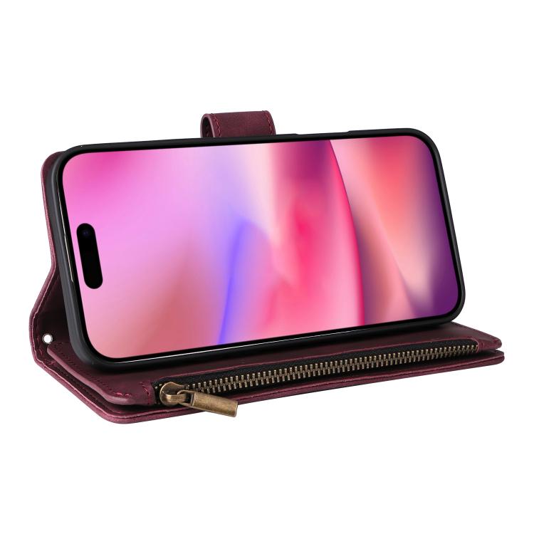 For iPhone 16 Multifunctional Multi-Card Wallet Phone Leather Case