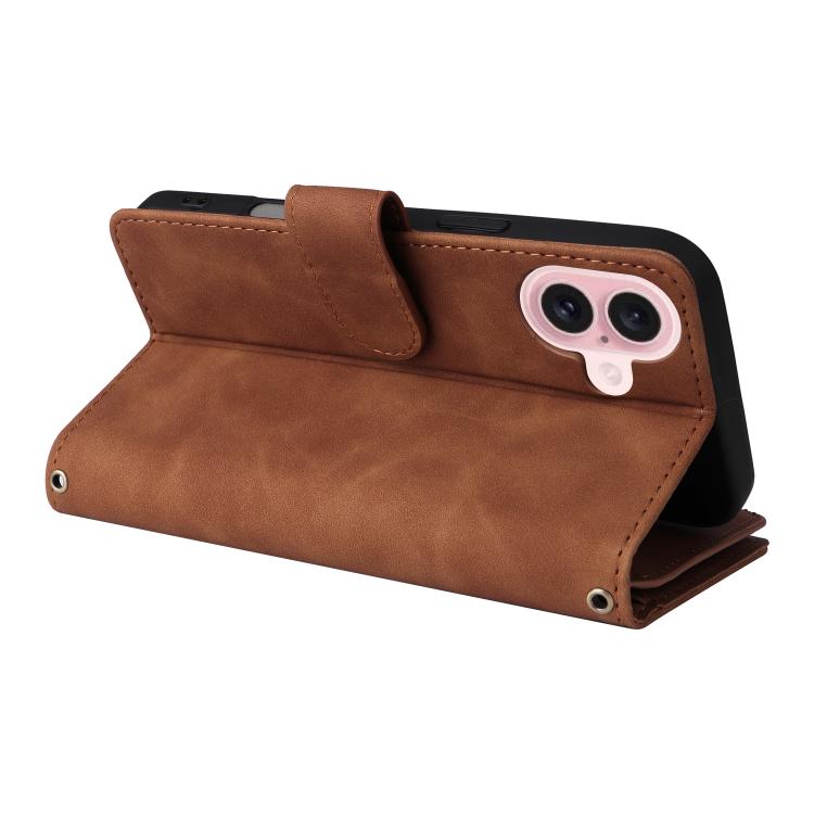For iPhone 16 Multifunctional Multi-Card Wallet Phone Leather Case