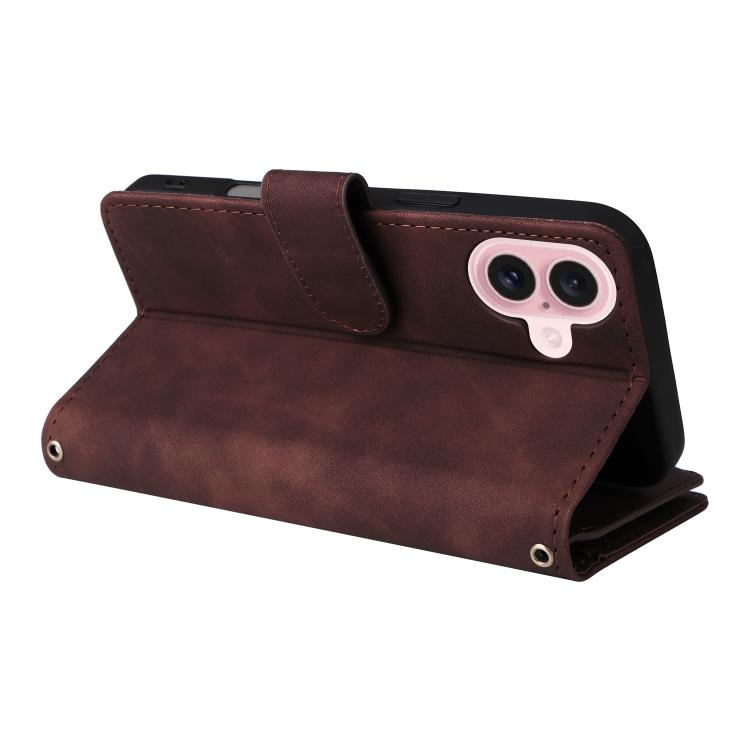 For iPhone 16 Multifunctional Multi-Card Wallet Phone Leather Case