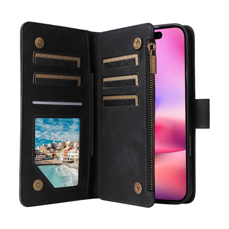 For iPhone 16 Multifunctional Multi-Card Wallet Phone Leather Case
