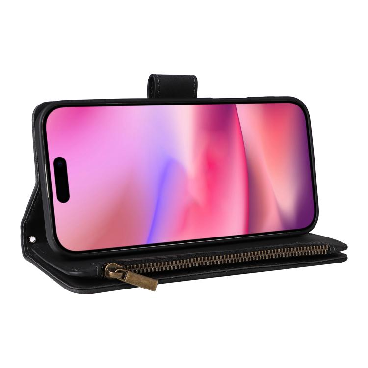For iPhone 16 Multifunctional Multi-Card Wallet Phone Leather Case