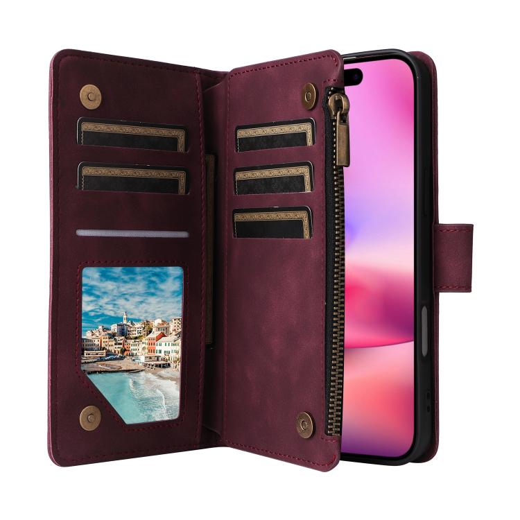 For iPhone 17 Multifunctional Multi-Card Wallet Phone Leather Case