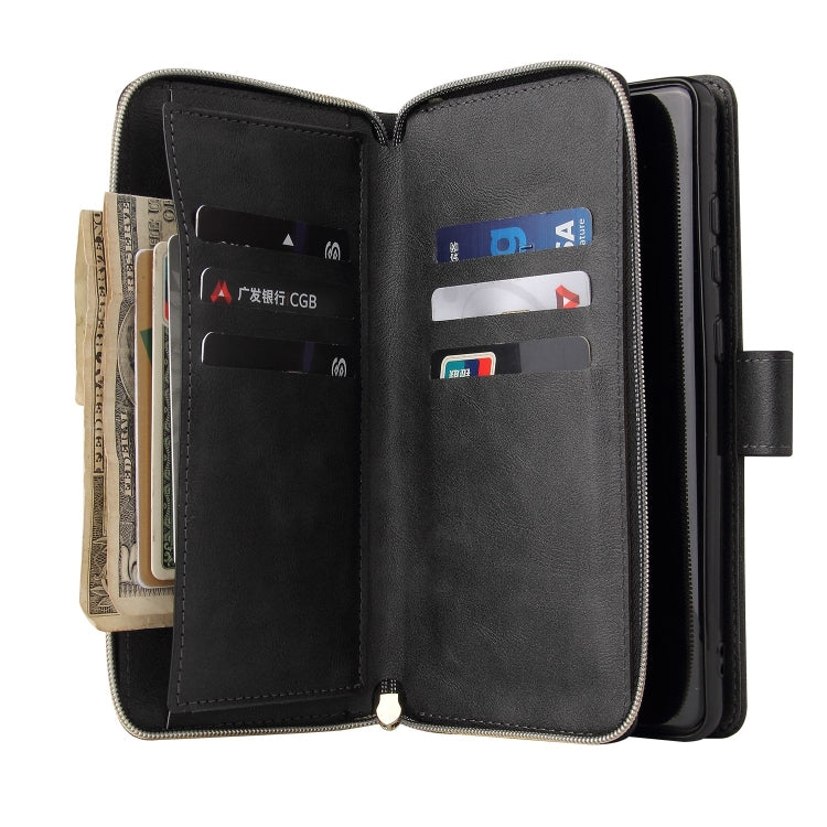 For Redmi Note 12 4G Global 9-Card Slots Zipper Wallet Bag Leather Phone Case