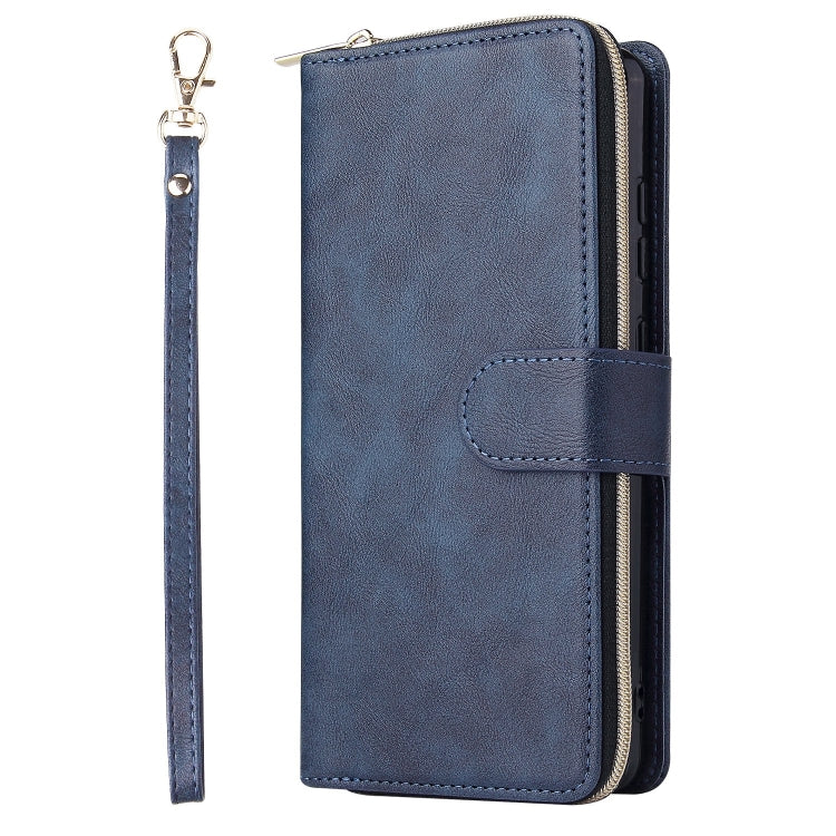 For Redmi Note 12 4G Global 9-Card Slots Zipper Wallet Bag Leather Phone Case