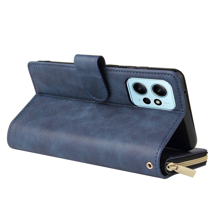 For Redmi Note 12 4G Global 9-Card Slots Zipper Wallet Bag Leather Phone Case