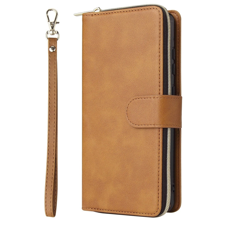 For Redmi Note 12 4G Global 9-Card Slots Zipper Wallet Bag Leather Phone Case