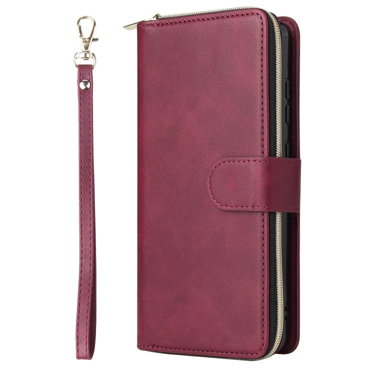 For Redmi Note 12 4G Global 9-Card Slots Zipper Wallet Bag Leather Phone Case