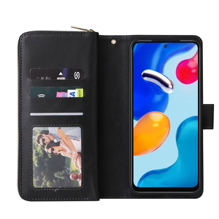 For Redmi Note 11 Pro Global 9-Card Slots Zipper Wallet Bag Leather Phone Case