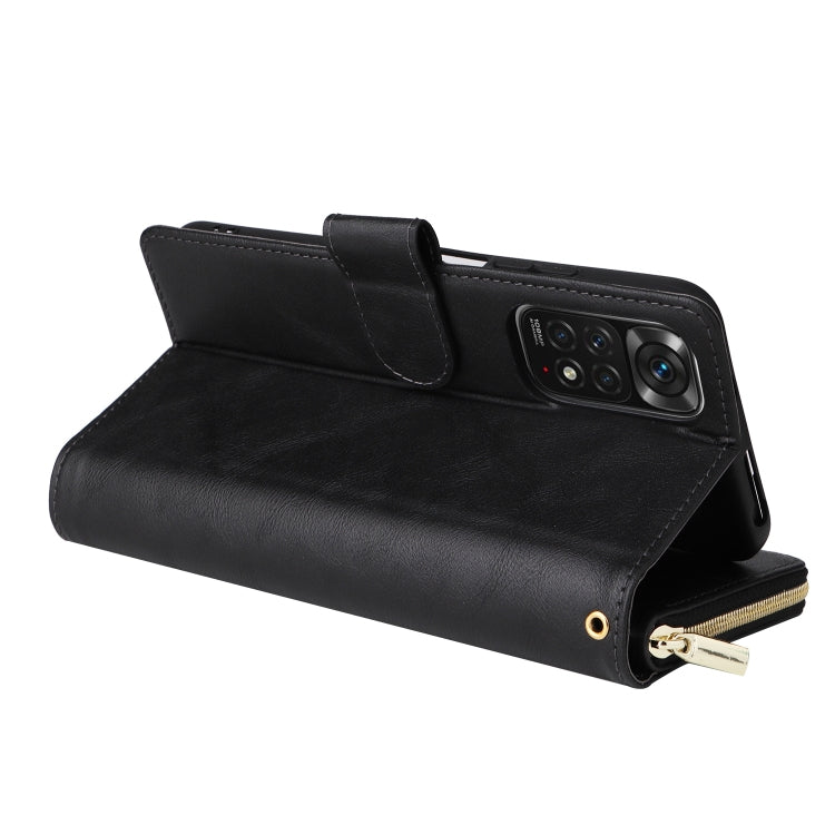 For Redmi Note 11 Pro Global 9-Card Slots Zipper Wallet Bag Leather Phone Case