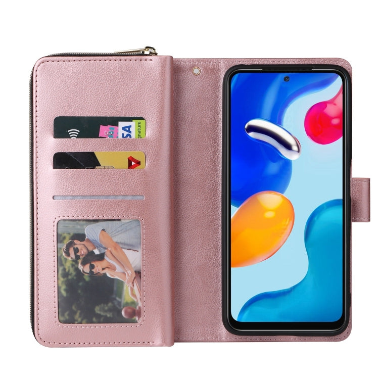 For Redmi Note 11 Pro Global 9-Card Slots Zipper Wallet Bag Leather Phone Case