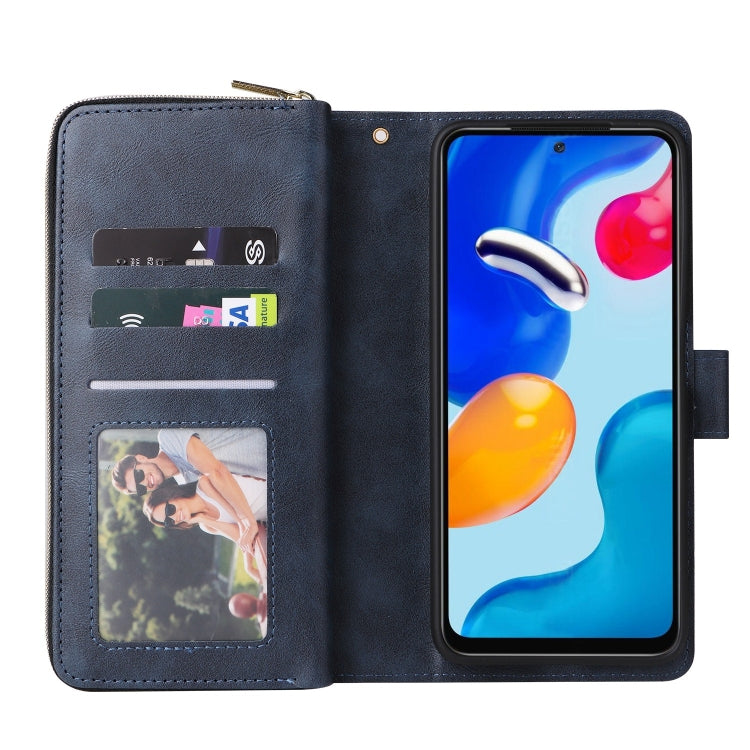 For Redmi Note 11 Pro Global 9-Card Slots Zipper Wallet Bag Leather Phone Case