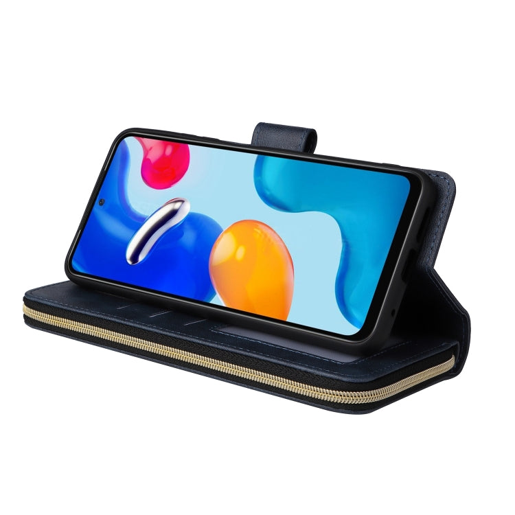 For Redmi Note 11 Pro Global 9-Card Slots Zipper Wallet Bag Leather Phone Case