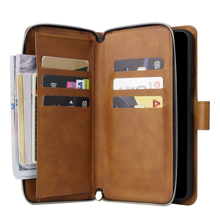 For Redmi Note 11 Pro Global 9-Card Slots Zipper Wallet Bag Leather Phone Case