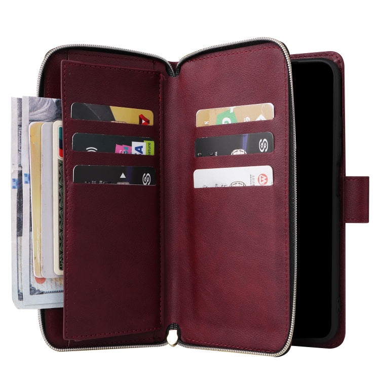 For Redmi Note 11 Pro Global 9-Card Slots Zipper Wallet Bag Leather Phone Case
