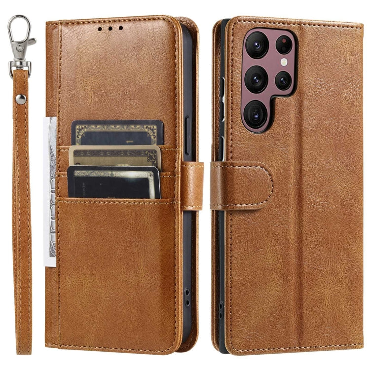 For Samsung Galaxy S22 Ultra 5G Simple 6-Card Wallet Leather Phone Case