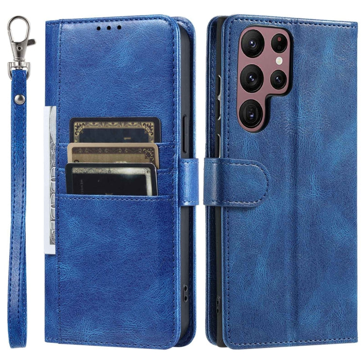 For Samsung Galaxy S22 Ultra 5G Simple 6-Card Wallet Leather Phone Case