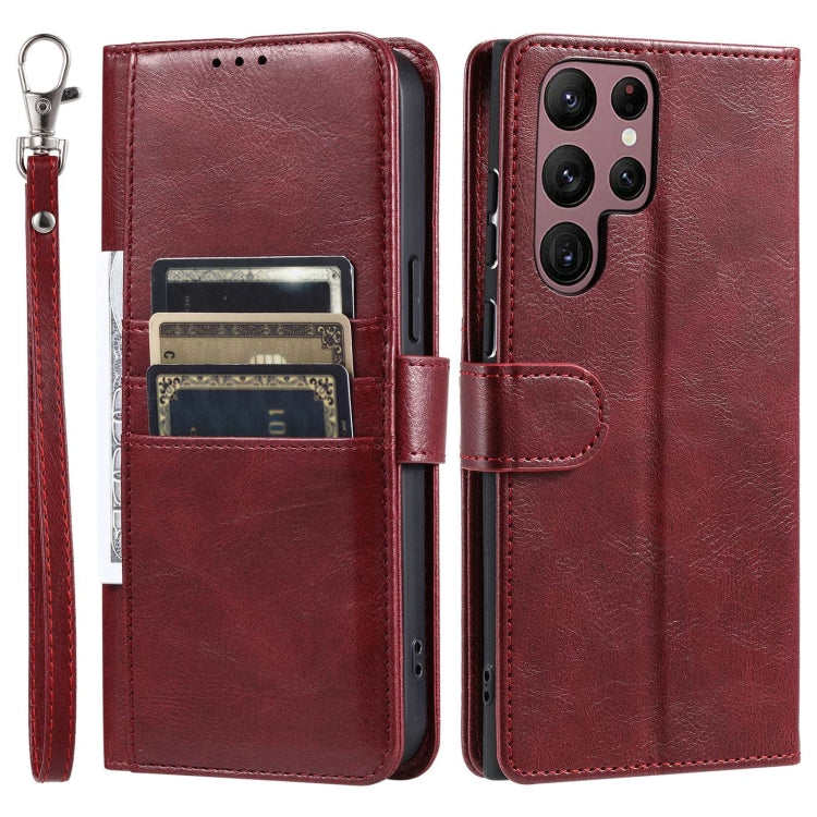 For Samsung Galaxy S22 Ultra 5G Simple 6-Card Wallet Leather Phone Case