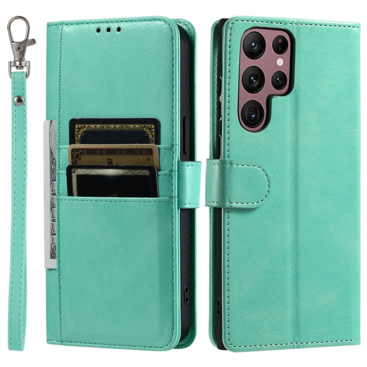 For Samsung Galaxy S22 Ultra 5G Simple 6-Card Wallet Leather Phone Case