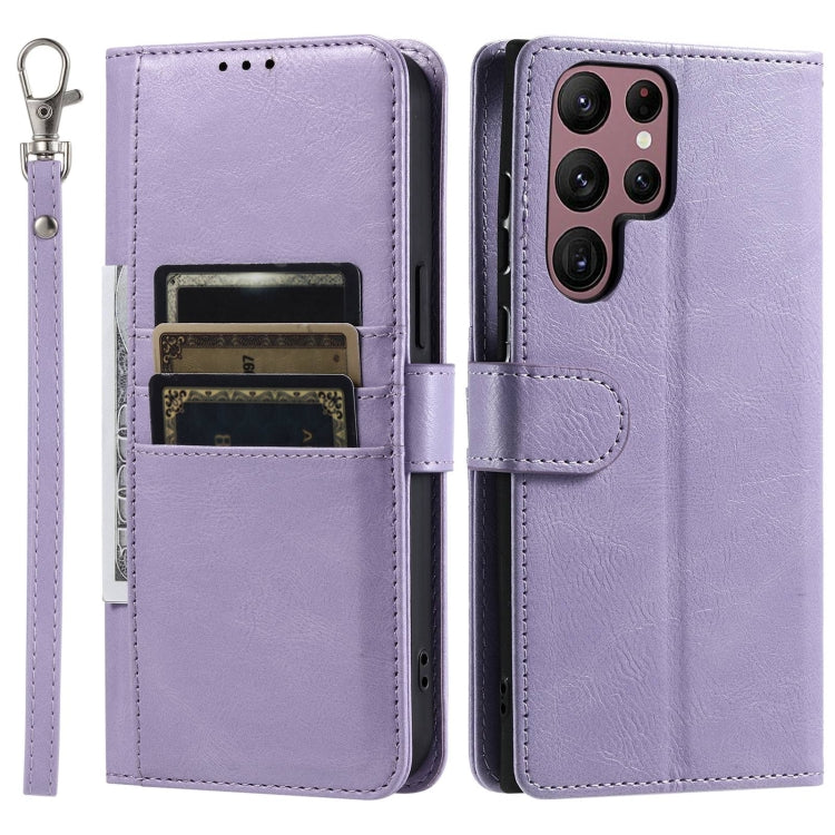 For Samsung Galaxy S22 Ultra 5G Simple 6-Card Wallet Leather Phone Case