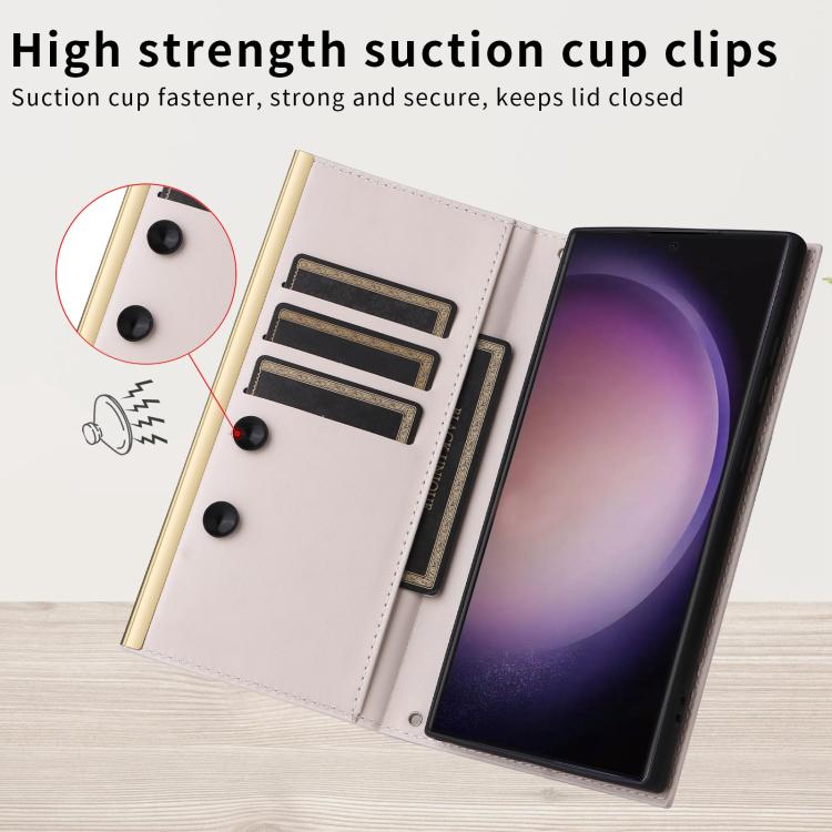 For Samsung Galaxy S25 Ultra 5G Crossbody Rhombic Sucker Leather Phone Case