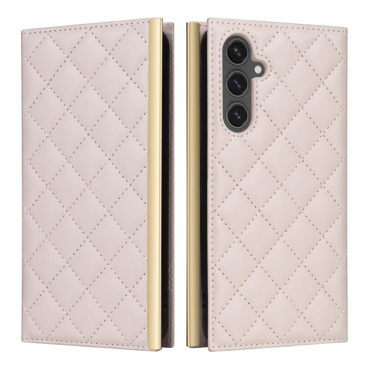 For Samsung Galaxy S24 FE 5G Crossbody Rhombic Sucker Leather Phone Case