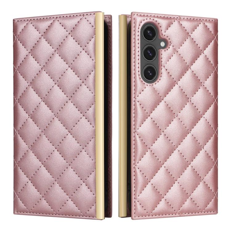 For Samsung Galaxy S24 FE 5G Crossbody Rhombic Sucker Leather Phone Case