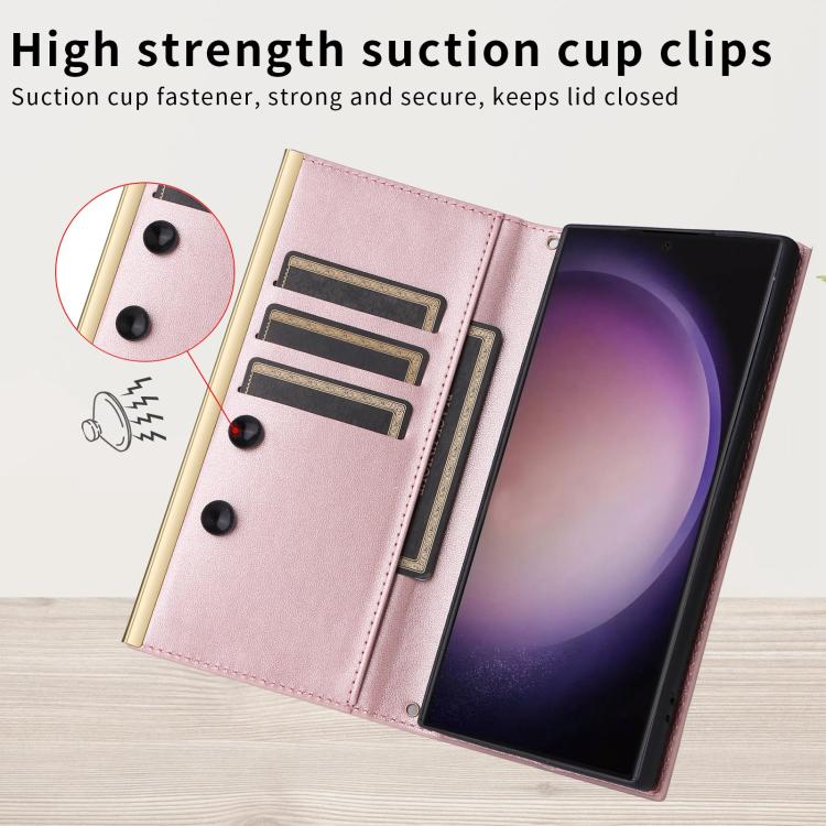 For Samsung Galaxy S24 FE 5G Crossbody Rhombic Sucker Leather Phone Case