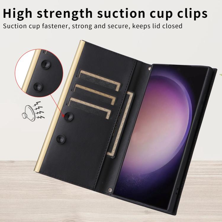 For Samsung Galaxy S24 FE 5G Crossbody Rhombic Sucker Leather Phone Case