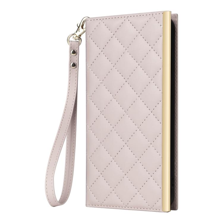 For Samsung Galaxy S25 FE 5G Crossbody Rhombic Sucker Leather Phone Case
