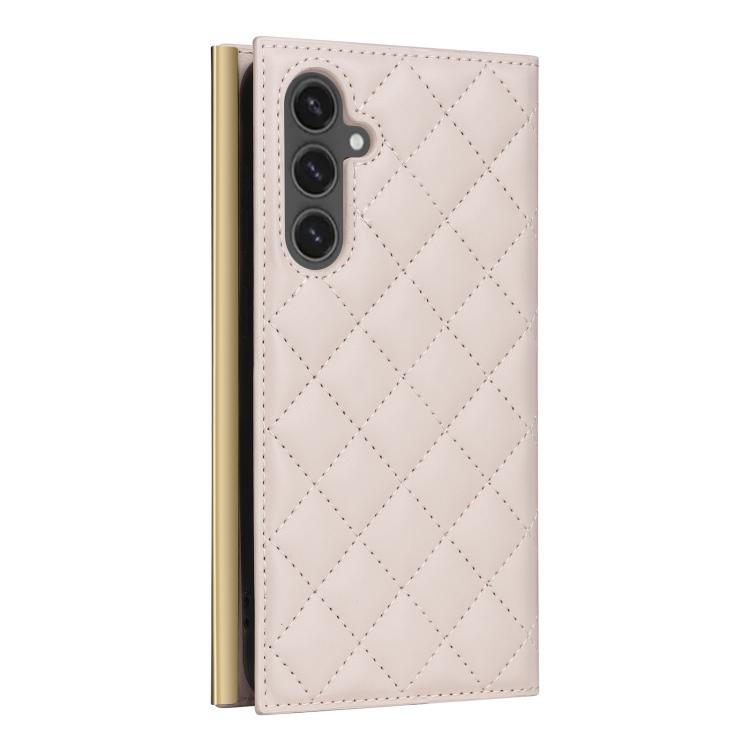 For Samsung Galaxy S25 FE 5G Crossbody Rhombic Sucker Leather Phone Case