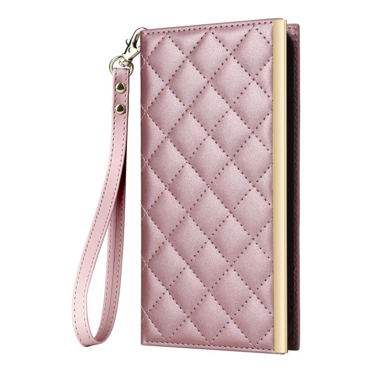 For Samsung Galaxy S25 FE 5G Crossbody Rhombic Sucker Leather Phone Case