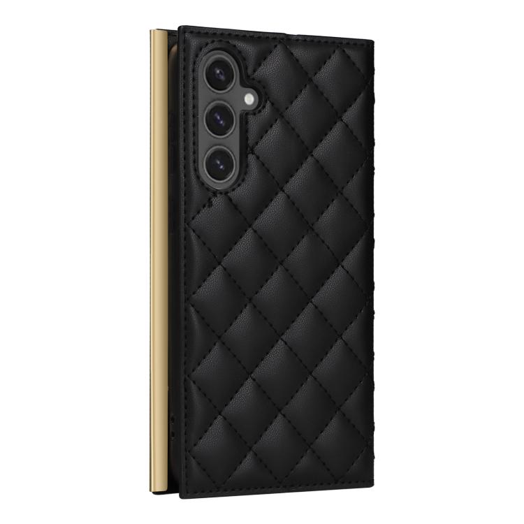 For Samsung Galaxy S25 FE 5G Crossbody Rhombic Sucker Leather Phone Case