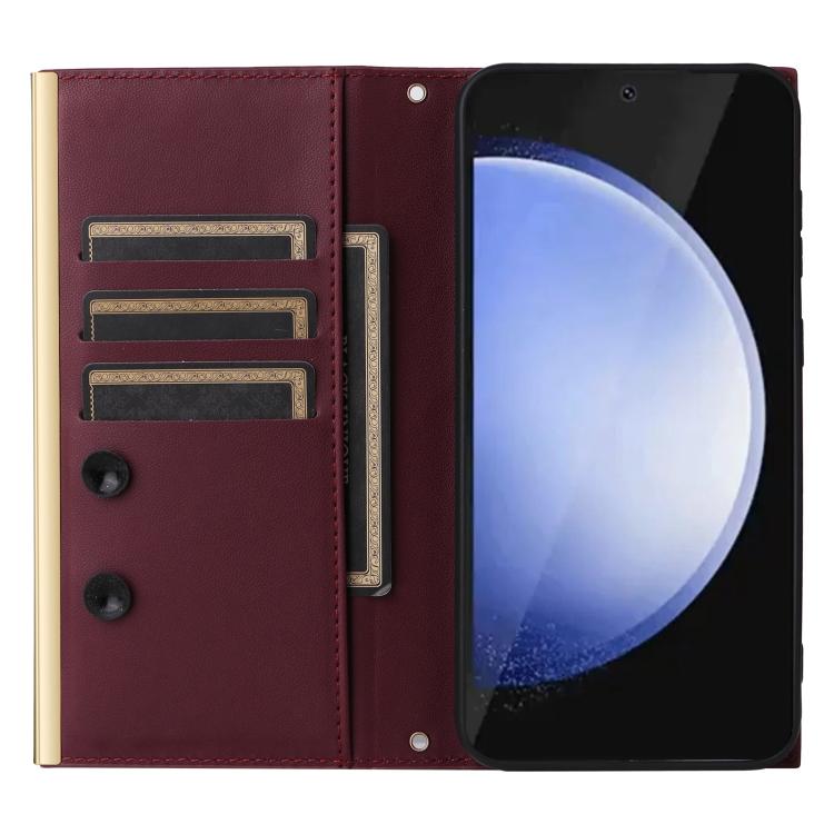 For Samsung Galaxy S25 FE 5G Crossbody Rhombic Sucker Leather Phone Case