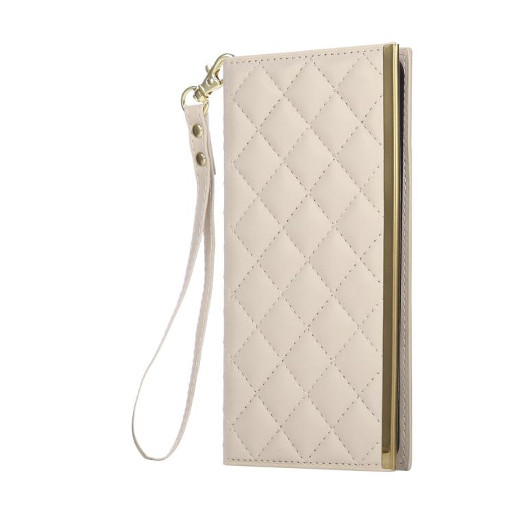 For Samsung Galaxy S25 Edge 5G Crossbody Rhombic Sucker Leather Phone Case