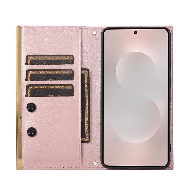 For Samsung Galaxy S25 Edge 5G Crossbody Rhombic Sucker Leather Phone Case