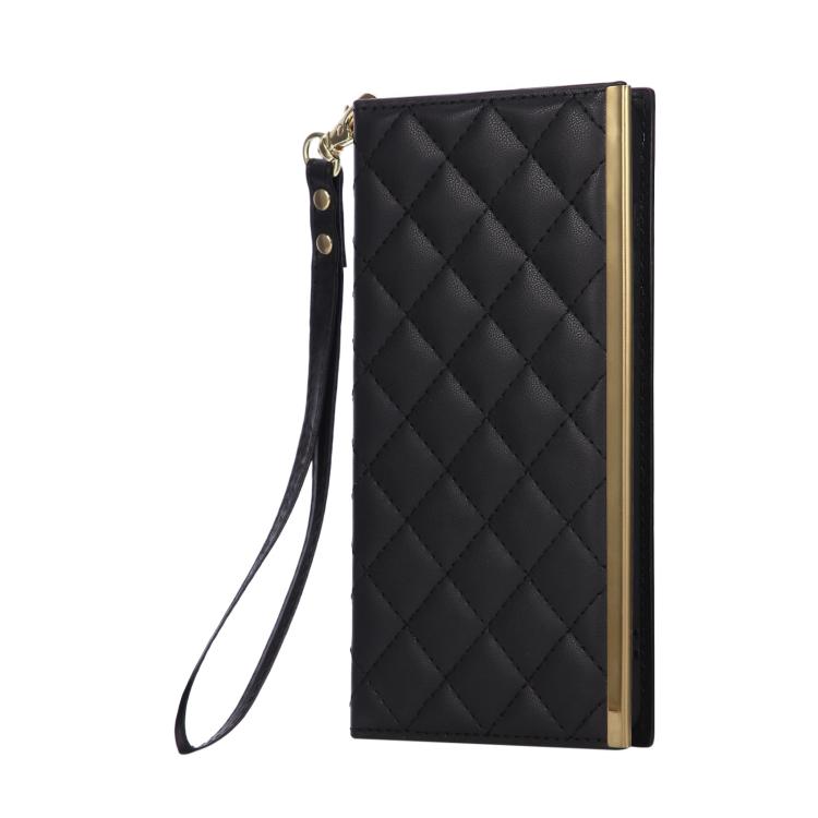For Samsung Galaxy S25 Edge 5G Crossbody Rhombic Sucker Leather Phone Case