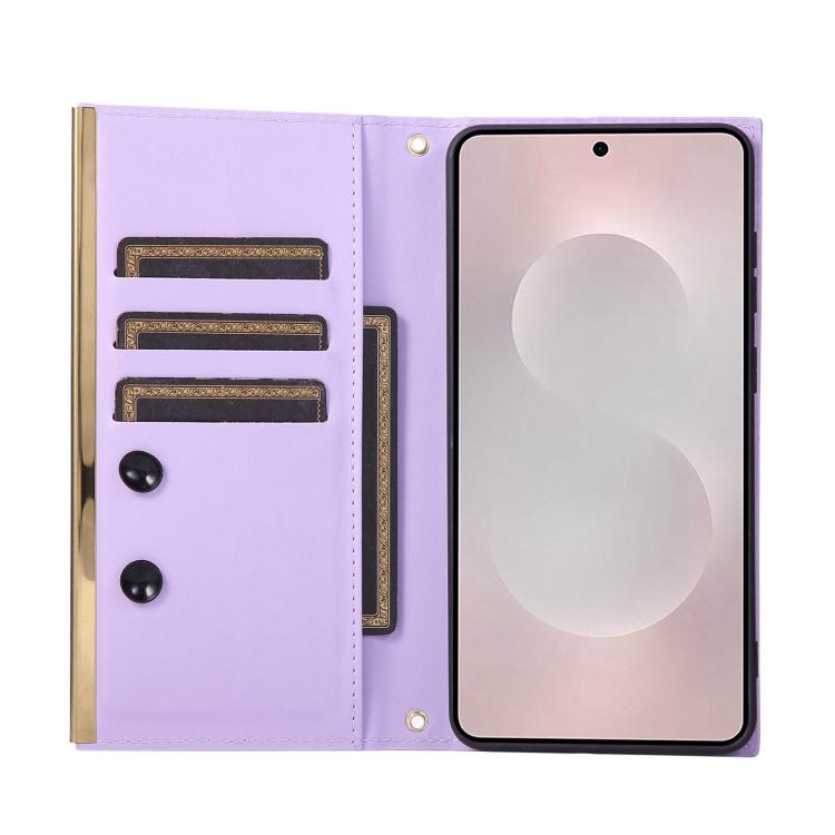 For Samsung Galaxy S25 Edge 5G Crossbody Rhombic Sucker Leather Phone Case