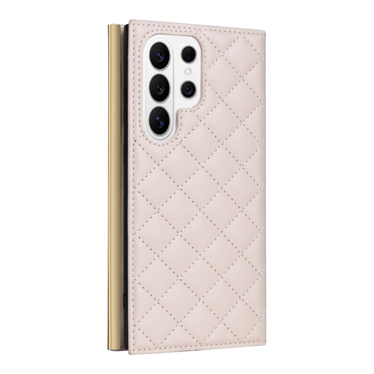 For Samsung Galaxy S26 Ultra 5G Crossbody Rhombic Sucker Leather Phone Case