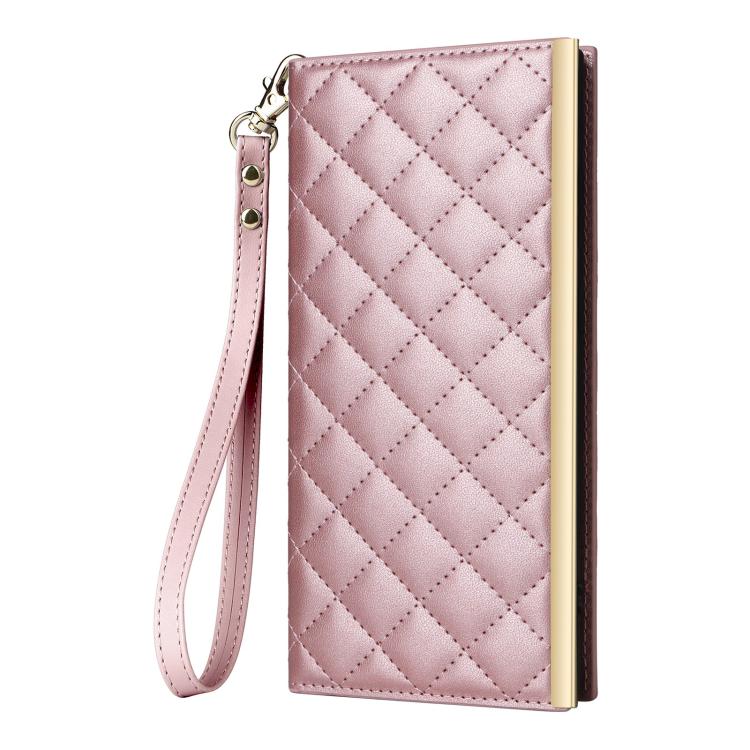 For Samsung Galaxy S26 Ultra 5G Crossbody Rhombic Sucker Leather Phone Case